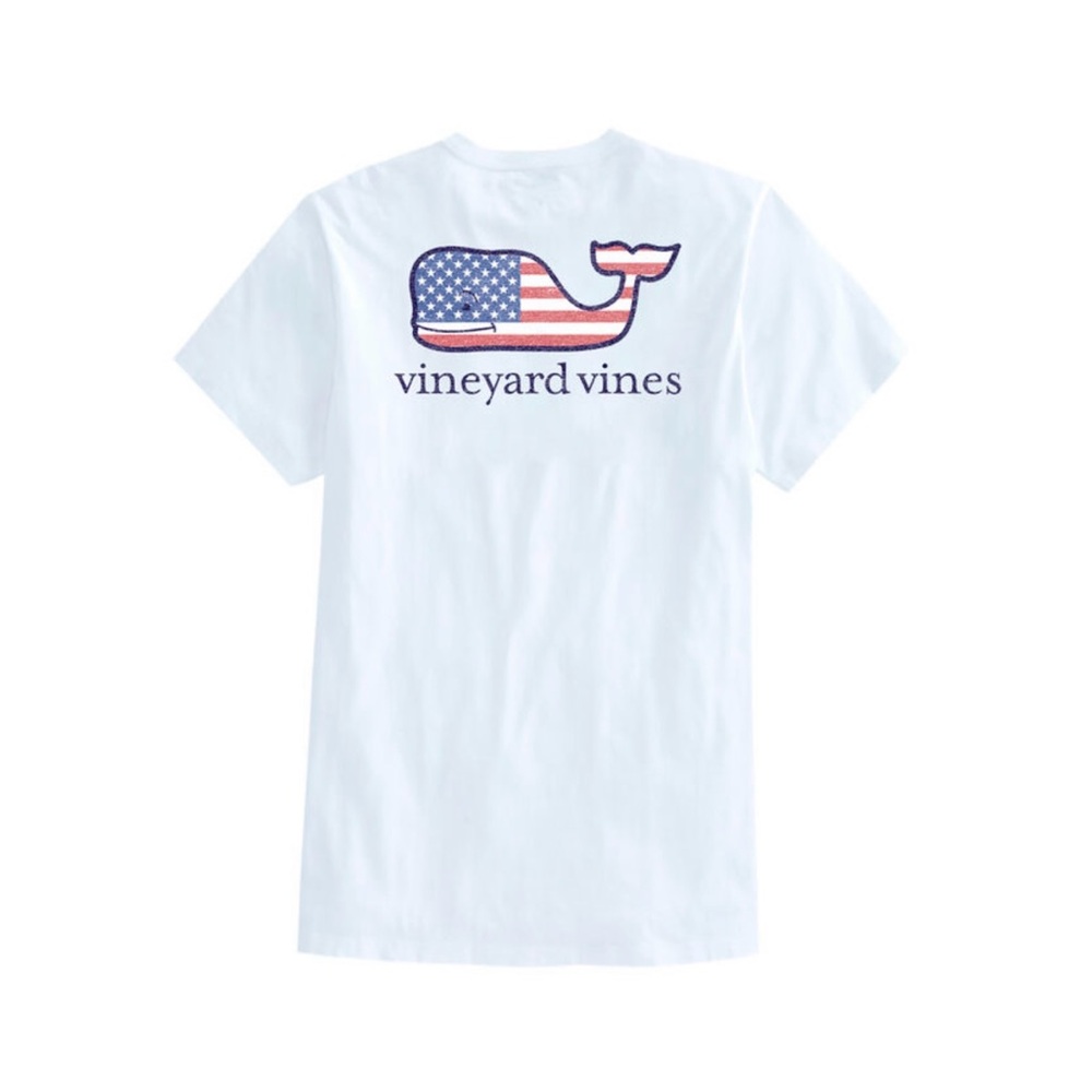 NWT Vineyard Vines Women's USA Flag Whale Short-Sleeve Pocket Tee - Picture 8 of 8